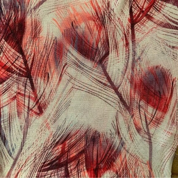 Luisa Ricci Italy Dolman Peacock feather print white pink top women’s large - Picture 7 of 7